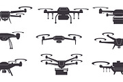 Drone icons. Black silhouettes, a Transportation Illustration by YummyBuum (Thumbnail 2 of 3)