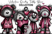 Quirky Teddy Bear Valentine Clipart, an Illustration by DreamCafeArt (Thumbnail 1 of 6)