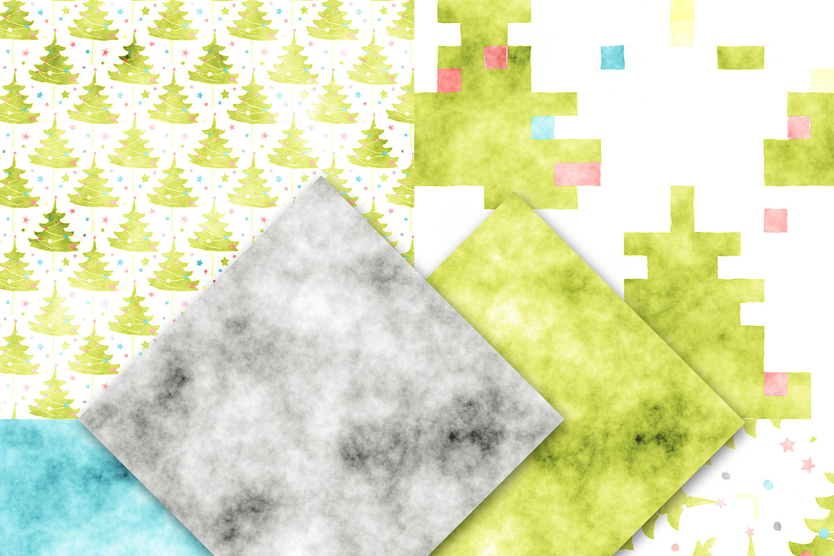 Christmas Watercolor Digital Paper preview 4