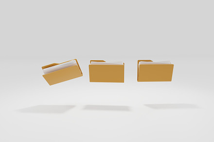 3D folder icon with documents. business concept. 3d render illustration