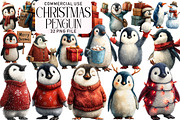 Christmas Penguin Clipart, an Illustration by Daily.Designs (Thumbnail 1 of 5)