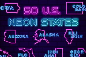 50 USA Neon States