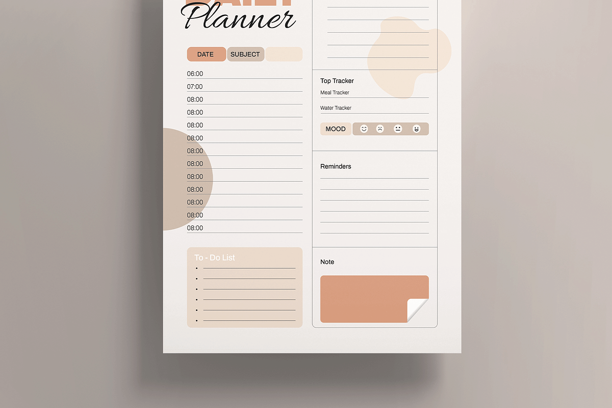 Daily Planner Template, a Stationery Template by MightyDesign (Photo 3 of 8)