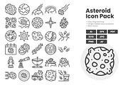 Asteroid Outline Icon Pack, an Outline Icon by erifqizeicon (Thumbnail 1 of 3)