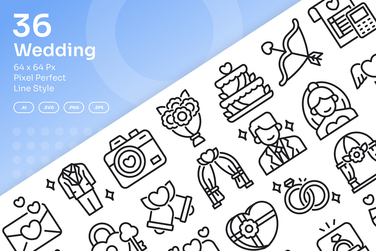 Wedding Icons Set - Line, an Outline Icon by Kmg Design (Photo 1 of 3)