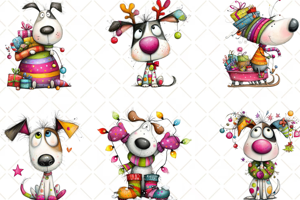 Christmas Dog Clipart, an Illustration by Black Bird Studio (Photo 6 of 6)