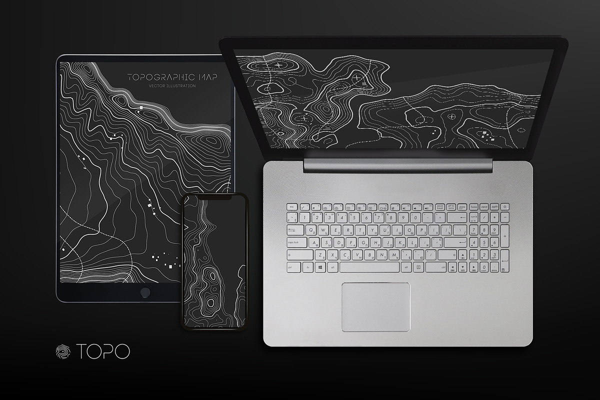 55 Topographic Maps Vector Bundle