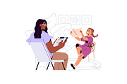Pediatrician doctors examine kids, a Healthcare Illustration by PaperTrident (Thumbnail 7 of 11)