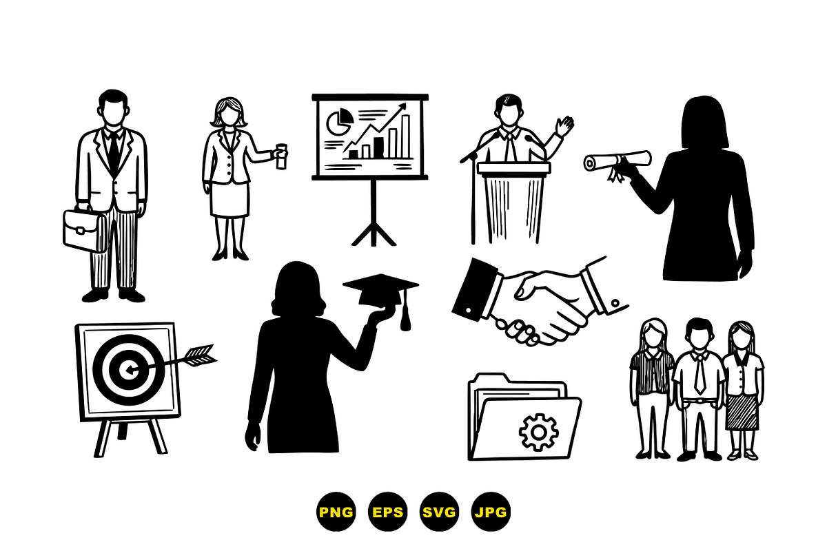 Business Meeting Vector Icons Set, an Illustration by designvectx (Photo 3 of 3)