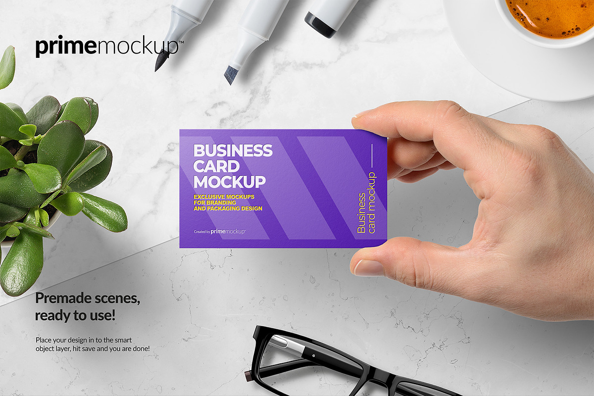 Business Card in a hand Mockup, a Print Template by PrimeMockup (Photo 3 of 12)