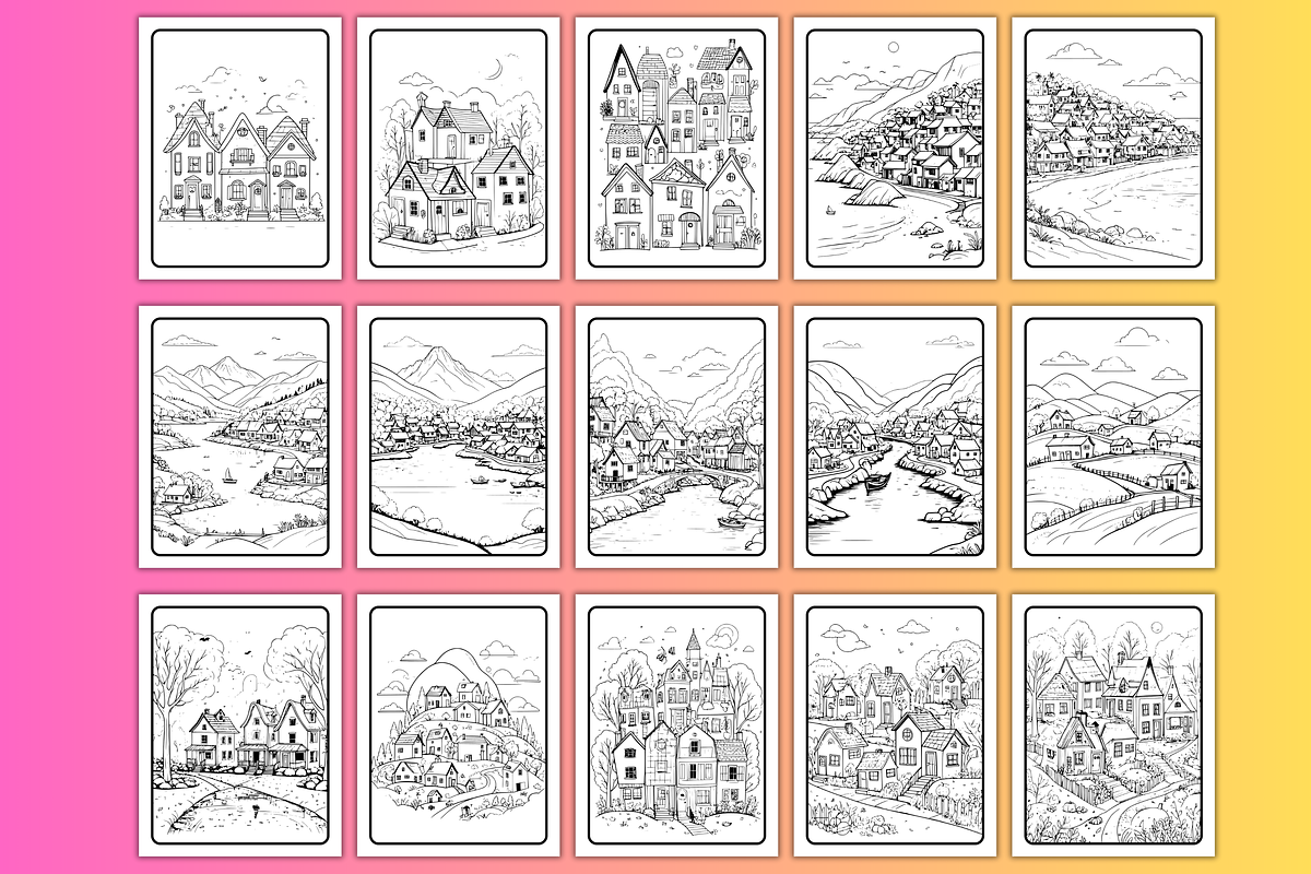 1PDF 51 SCENSE CUTE COTTAGE VILLAGE, a Decorative Illustration by Vachira Digital Studio (Photo 3 of 4)