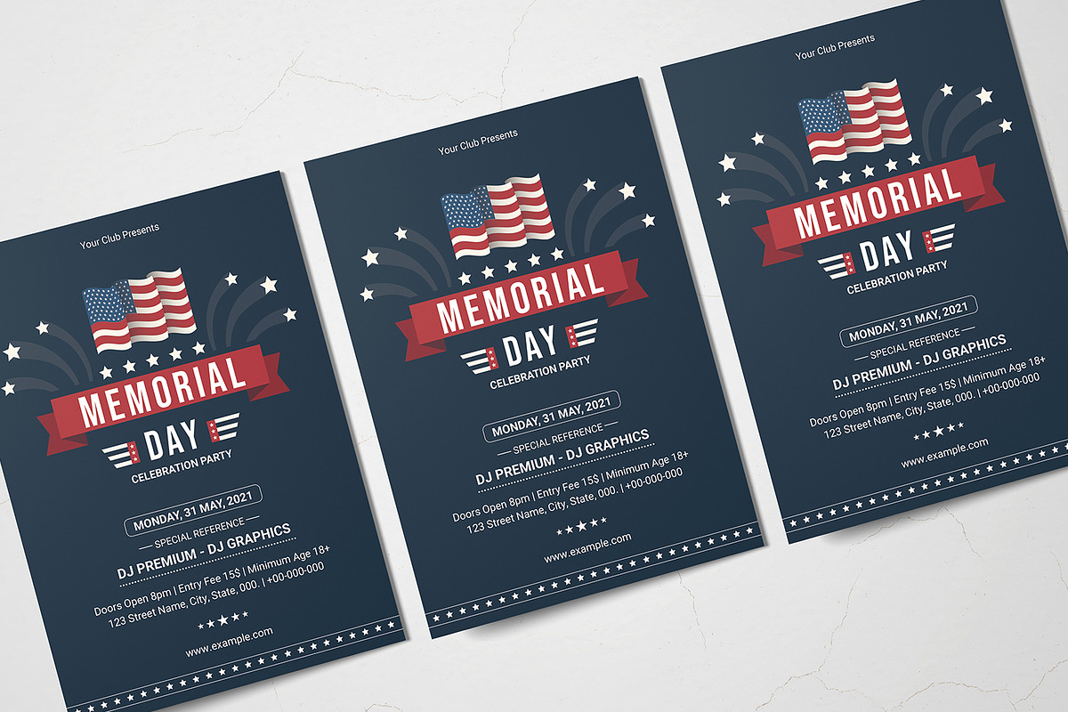 US Memorial Day Flyer V03, a Flyer Template by retrographix