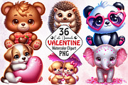 Cute Animals Valentine Clipart 2026, an Illustration by RobertsArt (Thumbnail 1 of 6)