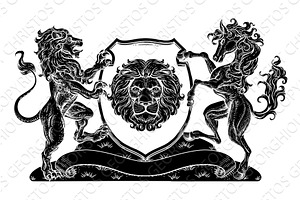 Coat of Arms Horse Lions Crest, an Object Illustration by Christos Georghiou