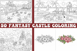 Fantasy Castle Coloring Pages, an Object Graphic by Designer_Momina