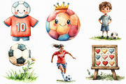 Watercolor Cute Soccer Clipart, an Illustration by Craft Nest (Thumbnail 2 of 6)