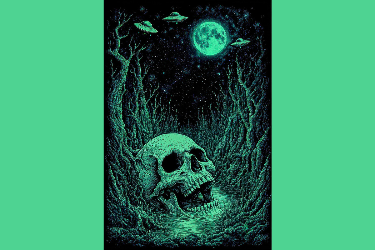 Eerie Alien Skull Art, a Decorative Illustration by StockVerse Creative (Photo 3 of 4)