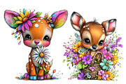 Cute Deer Spring Clipart Bundle, an Illustration by Designworld (Thumbnail 8 of 8)