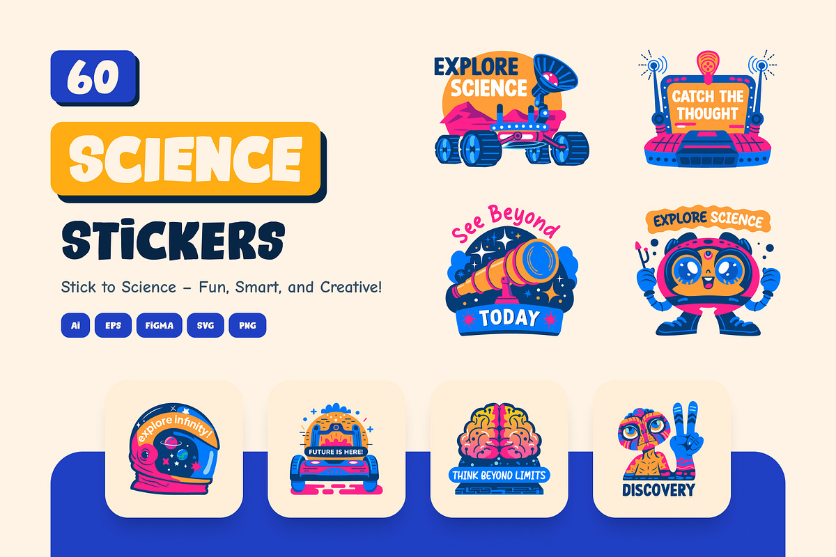 Science Stickers Set, an Emoji Icon by Vectors Market (Photo 1 of 8)