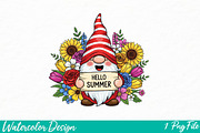 Summer Gnome Png, an Illustration by Watercolor design (Thumbnail 1 of 3)