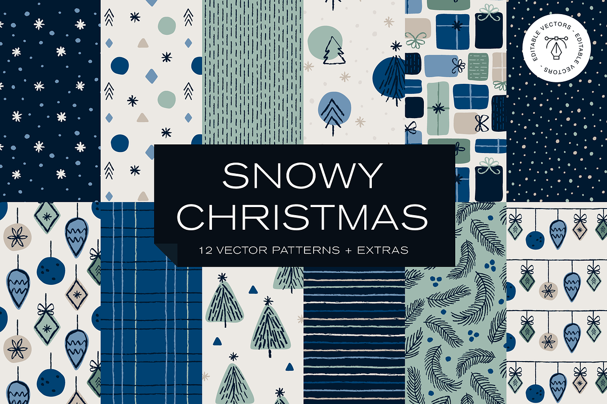 Snowy Christmas Patterns and Clipart, a Pattern Graphic by Rxmi Studio (Photo 1 of 9)