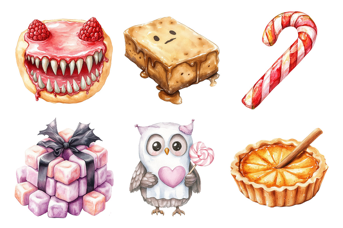 Watercolor Halloween Sweets Clipart, an Illustration by Daily.Designs (Photo 5 of 5)