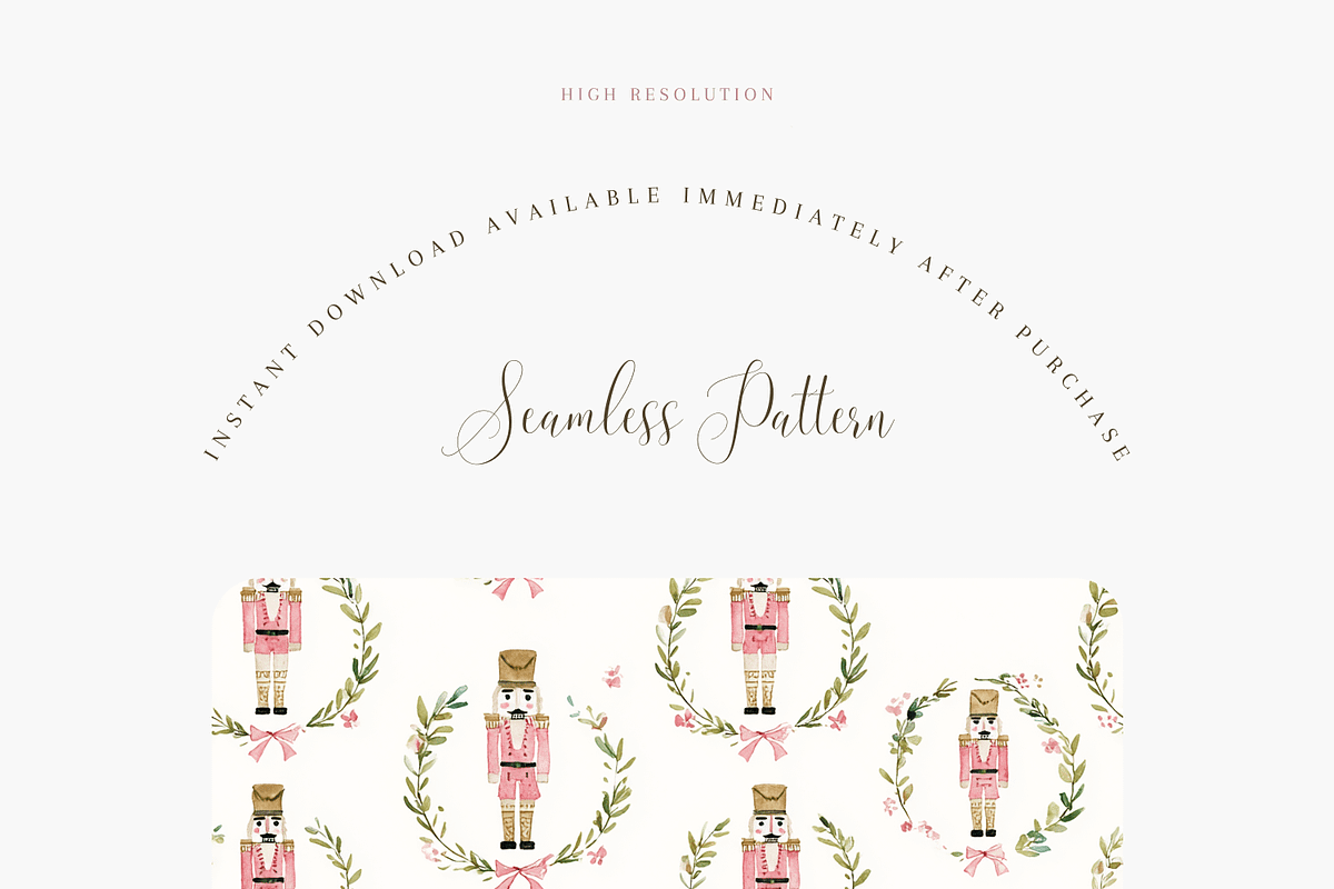 Nutcracker Christmas Wreath Seamless, a Pattern Graphic by Pati Charm Studio (Photo 2 of 8)
