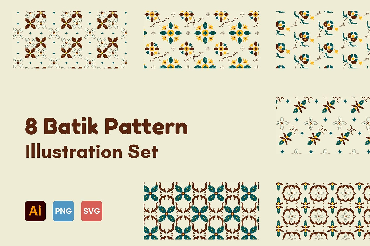 Indonesia Batik Pattern Set, a Decorative Illustration by GravitaSign (Photo 1 of 2)