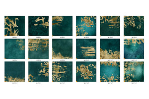 Teal And Gold Foil Flake Textures