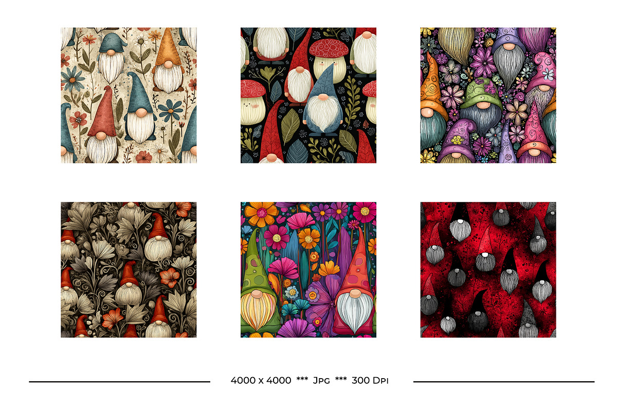 Garden Gnome Retro Art Style Pattern, a Pattern Graphic by karenfoleyphoto (Photo 3 of 8)