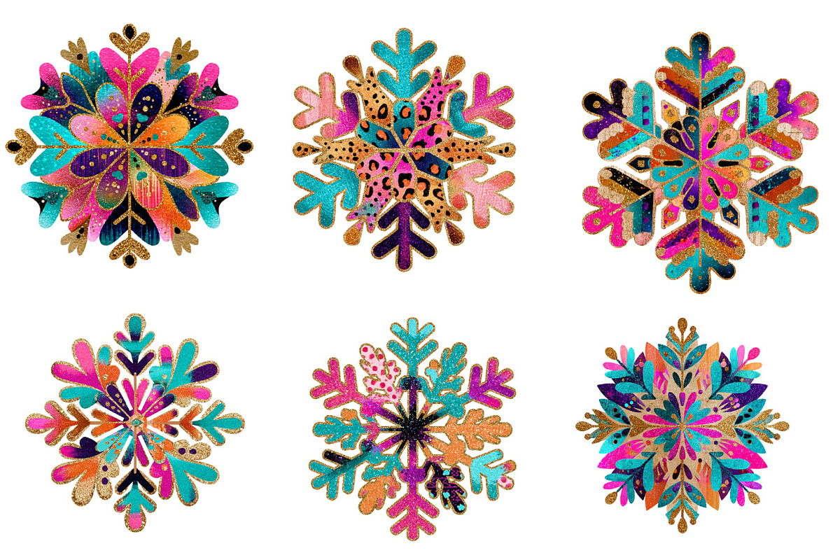 Colorful Glitter Christmas Snowflake, an Illustration by CreationArt (Photo 3 of 5)