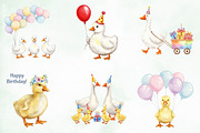 Watercolor Baby Goose Birthday Png, an Illustration by Creative Art (Thumbnail 6 of 7)