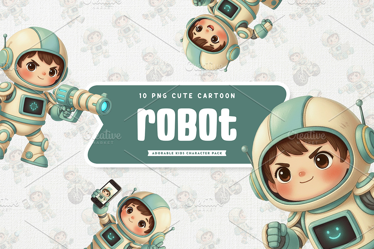 Kawaii Little Robot Cute Character, a Technology Illustration by Gohsantosa (Photo 1 of 4)