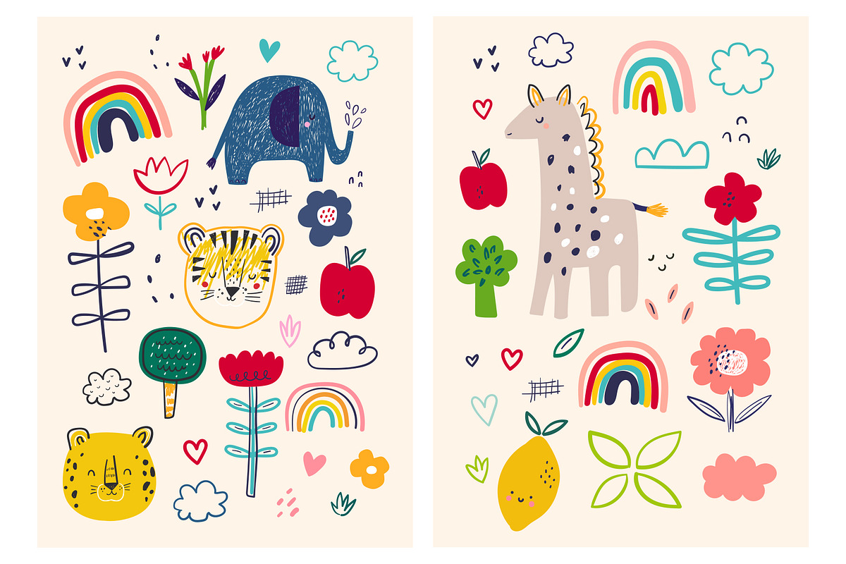 Baby hand drawn animals collection, an Animal Illustration by MoleskoStudio (Photo 7 of 11)