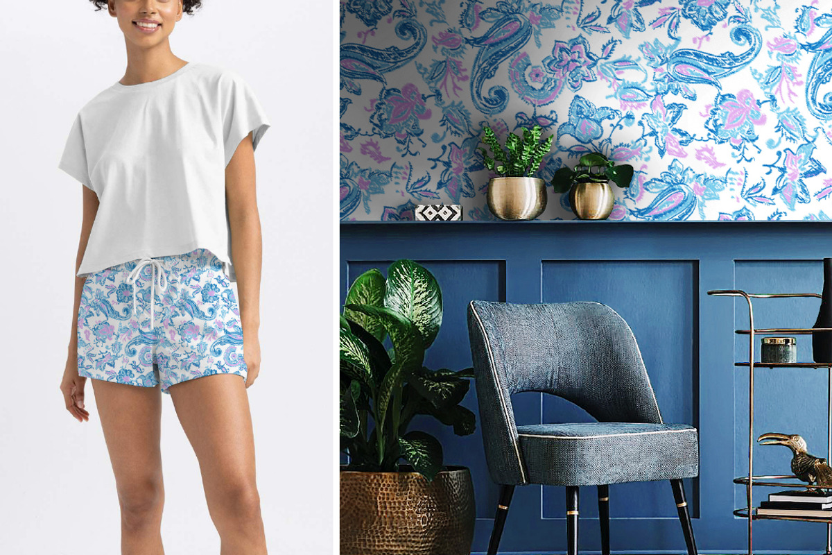 Blue & Pink Ethnic Paisley Pattern, a Pattern Graphic by Gullenda (Photo 6 of 6)