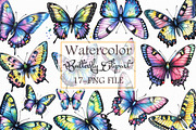 Watercolor Butterfly Clipart, an Illustration by Libby Wishes (Thumbnail 1 of 5)