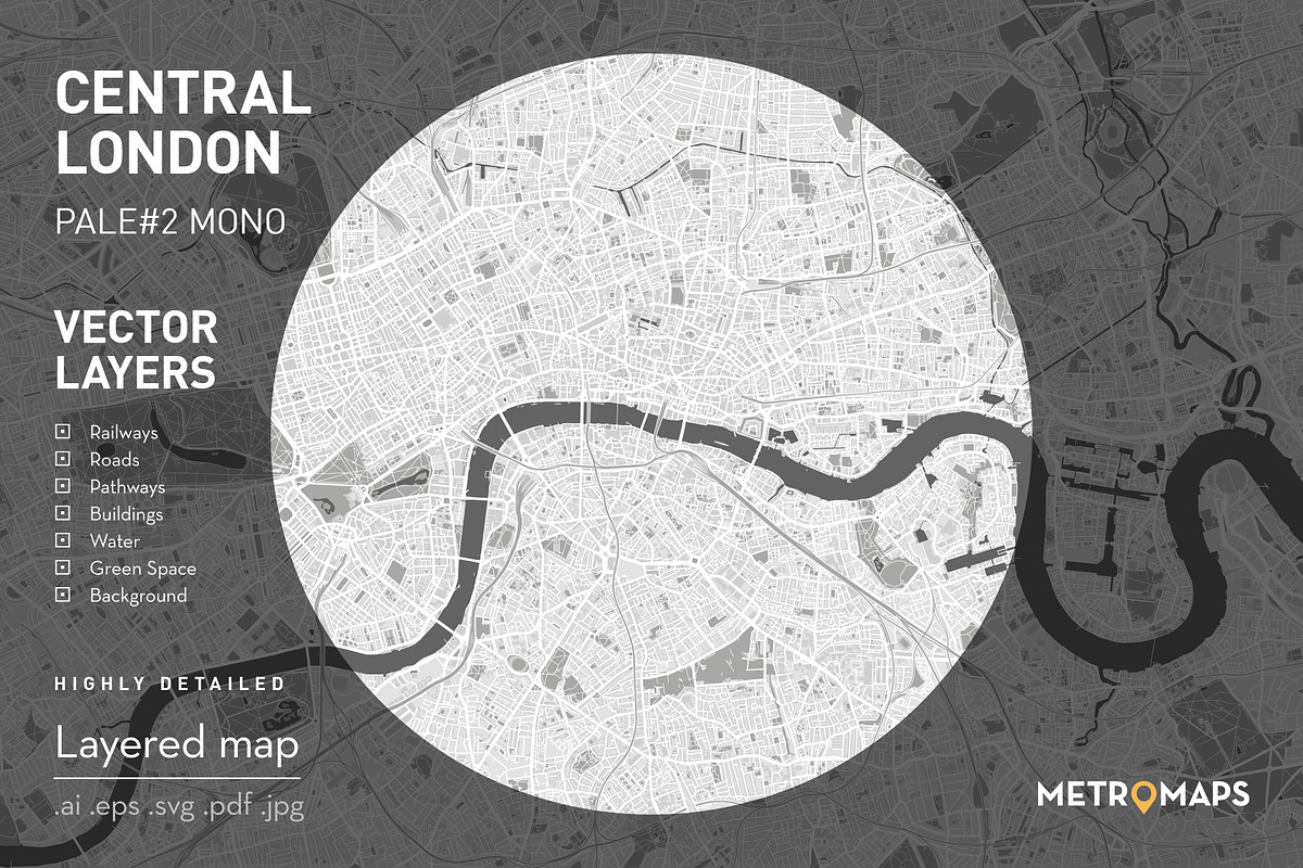 London Map – Pale Mono, an Illustration by MetroMaps (Photo 1 of 3)