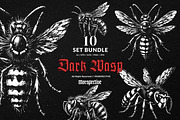 10 Bundle Dark Art Wasp Insect Skull, an Illustration by Morspective (Thumbnail 1 of 7)
