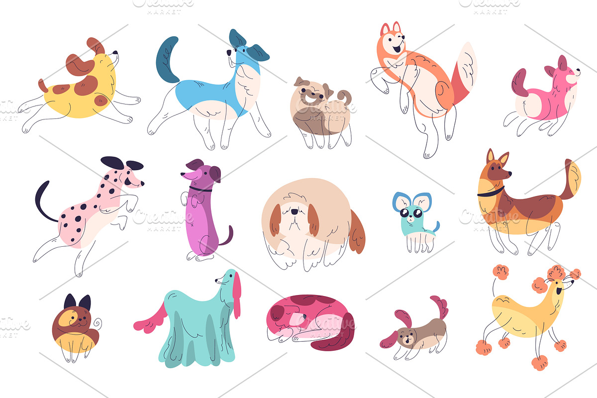 Doodle dogs poses. Cute dog puppy, an Animal Illustration by Stock-Smart-Start