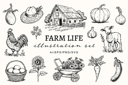 Farm life illustration set, an Object Graphic by NatalieArtShop