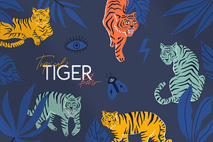 Tropical Tiger Abstract Boho Set