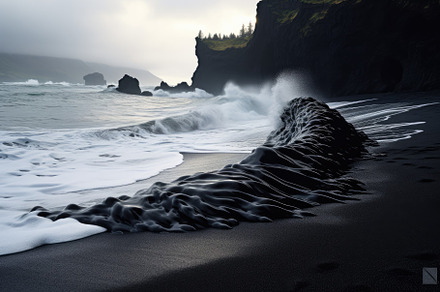 Beautiful seascape with black sand a, a Photo by Iftikhar Alam