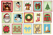 Christmas Postage Stamps Clipart, an Illustration by Dream Creation (Thumbnail 2 of 5)