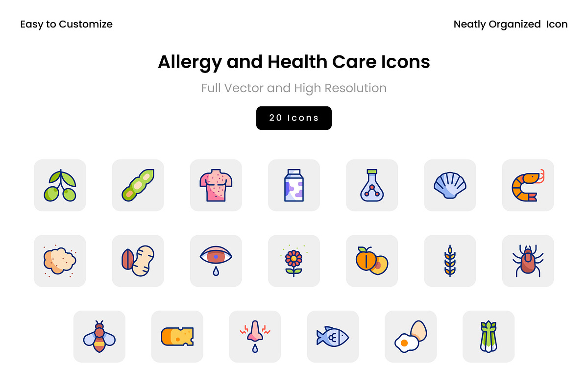 Allergy and Health Care Icons, a Solid Icon by Wencory (Photo 2 of 2)