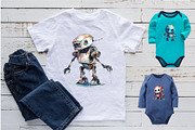 Cute Watercolor Robots. TShirt, an Animal Illustration by KENO Mascots (Thumbnail 7 of 8)