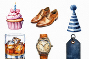 Watercolor Man’s Birthday Clipart, an Illustration by Craft Nest (Thumbnail 5 of 6)