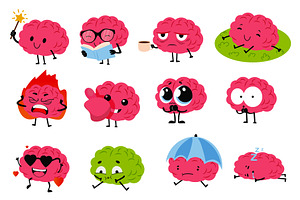 Brain Character Set, an Object Illustration by alexdndz