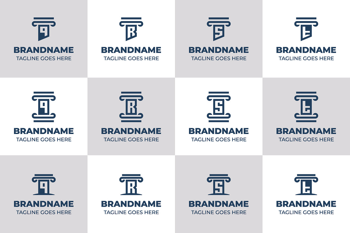 Letter Q R S T Pillar Logo Set, a Branding & Logo Template by Pray Art Design Studio (Photo 1 of 2)