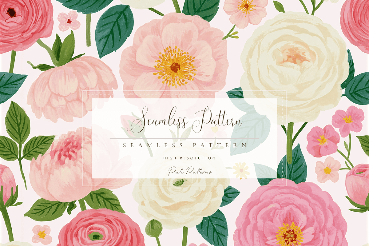 Blush Garden Roses Seamless Pattern, a Pattern Graphic by Pati Charm Studio (Photo 1 of 6)