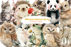 Whimsical Animals Spring Clipart, an Illustration by DreamArtGraphic